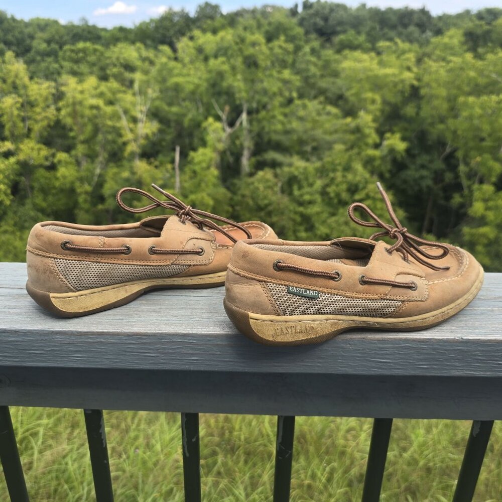 Eastland Womens Solstice 62 Boat Shoes Size 7M Leather & Mesh Tan & Brown